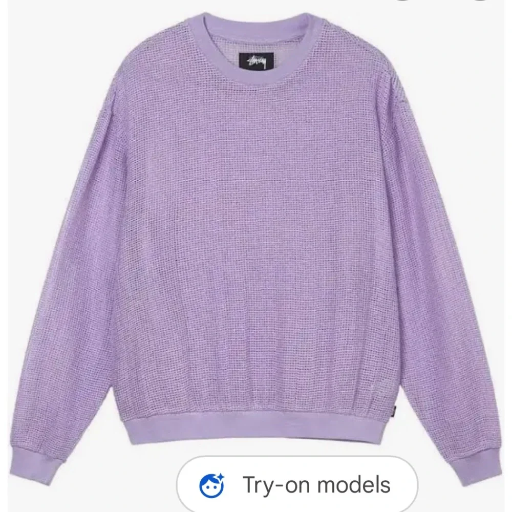 Stussy Cotton Mesh Crew Lilac Top - Picture 1 of 6
